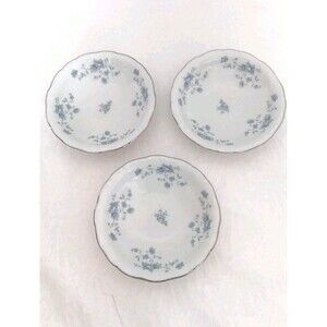 HAVILAND Johann Blue Garland Rimmed Berry Bowls Bavaria Germany Set of 3